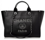Caviar Medium Studded Deauville Tote Black