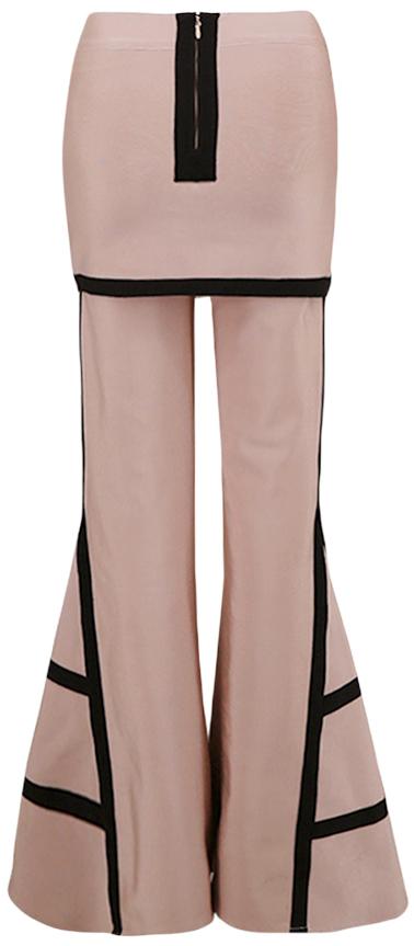 Flared Leg Contrast Stripe Bandage Skirt-Pants