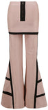 Flared Leg Contrast Stripe Bandage Skirt-Pants