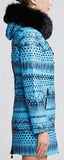 Printed Paneled Puffer Coat, Light Blue