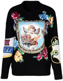 Fringed Embellished Knit Sweater with Embroidery