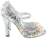 Silver Embellished Mary Jane Court Shoes - DESIGNER INSPIRED FASHIONS