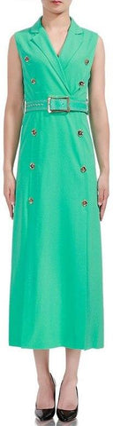 Belted Double-Breasted Vest-Dress