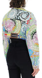 Baroque Technicolour Print Denim Jacket | DESIGNER INSPIRED FASHIONS
