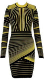 Long-Sleeve Striped Stretch Mini Dress