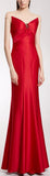 Long Rhinestone-Detail Red Gown
