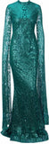 Emerald Green Long-Sleeve Glitter Gown