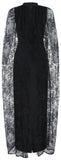 Black Stretch Lace-Cape Gown