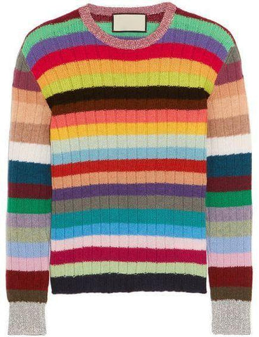Rainbow-Stripe Knit Sweater - DESIGNER INSPIRED FASHIONS