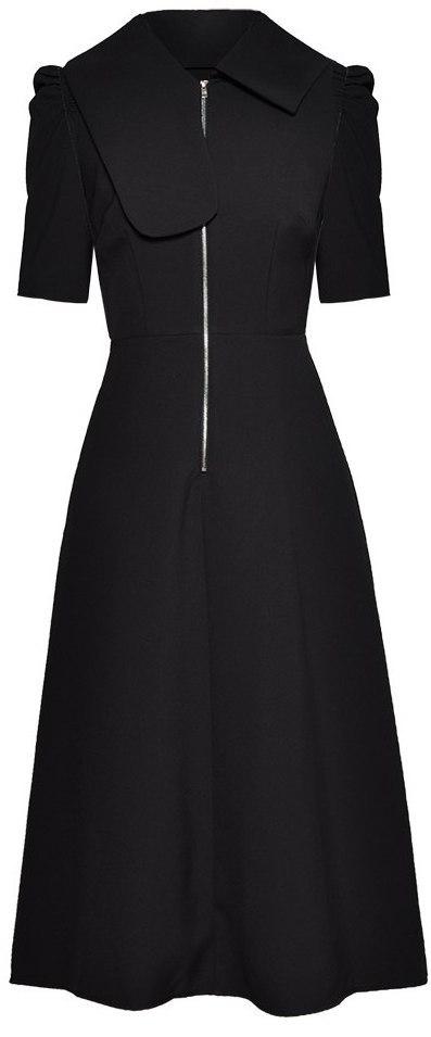 Black Zip-Down A-Line Dress