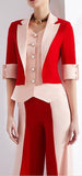Color-Contrast Vest-Jacket and Pant Suit