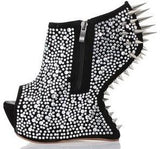 Spiked Sculptural Wedges in Gold or Silver - DESIGNER INSPIRED FASHIONS