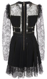 Black Lace Patchwork Beaded Mini Dress