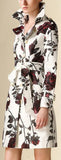 Floral Printed Trench Coat in White