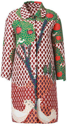 Embellished Vintage Printed Coat - Multi Color - DESIGNER INSPIRED FASHIONS