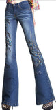 Embellished Floral Faded Denim Jeans - DESIGNER INSPIRED FASHIONS