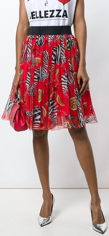 Pleated Zebra Print Skirt