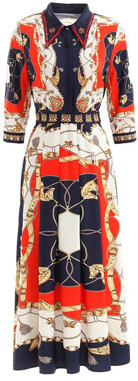 Printed Midi Shirt Dress