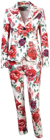 Peony Print Blazer and Pant Suit