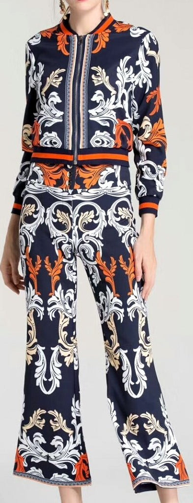 Printed Jacket & Flared Pant Set
