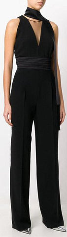 Black Scarf Neck Jumpsuit