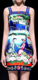 Bead-Embellished Printed Dress