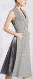 Double-Breasted Plaid Pleated-Back Vest-Dress