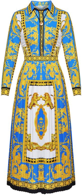 Baroque Printed Pleated Dress