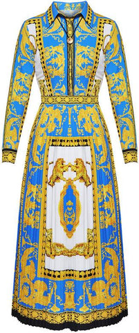 Baroque Printed Pleated Dress