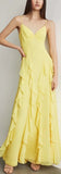 Ruffled Silk Sleeveless Maxi Dress