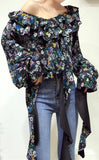 Ruffle Floral Print Top - Yellow or Black