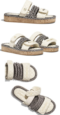 Black and Ivory Corded Mules