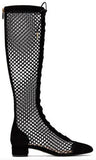 Naughtily-D Suede & Mesh Lace-Up Boot - Black or Silver