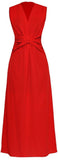 Belt-Attached Long Dress - Red or Black