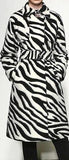 Belted Zebra-Print Wool Coat