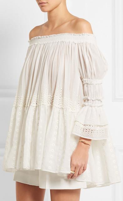 Off-the-shoulder Broderie Anglaise Cotton-Voile Top - DESIGNER INSPIRED FASHIONS