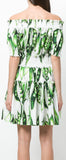 Snap Pea Print Off-the-Shoulder Dress