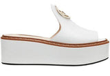 Logo Leather Wedge Sandals - Black or White