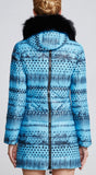 Printed Paneled Puffer Coat, Light Blue