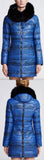 Printed Paneled Puffer Coat, Blue