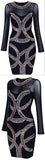 Black Crystal/Bead-Embellished Sheer-Paneled Mini Dress