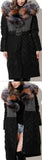 Full Fox-Fur-Collar Quilted Coat