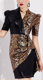 Embellished Half-Leopard Mini Dress