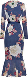 Floral-Print Ruched Midi Dress