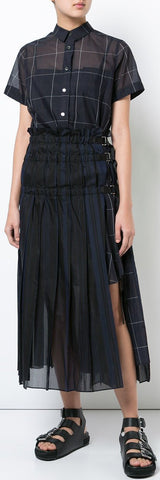 Sheer Organza Pleated Dress