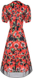 Floral-Print Tulle-Hem Midi Dress