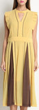 Color-Contrast Silk-Blend Midi Dress