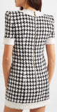 Houndstooth Button Down Tweed Dress
