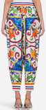 'Majolica' Print Lace-Hem Top and Pant Set