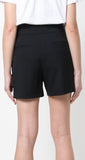 Button-Detailed High Rise Shorts, Black